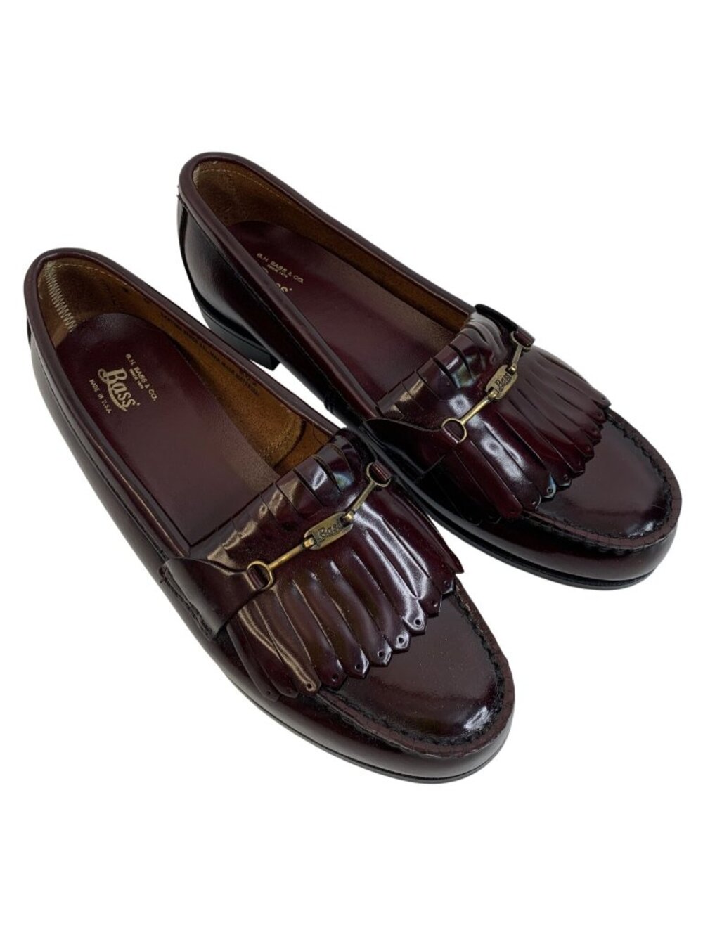 Bass Size 7C Kiltie Horsebit Loafer Leather Oxblood Vintage USA 80s EUC